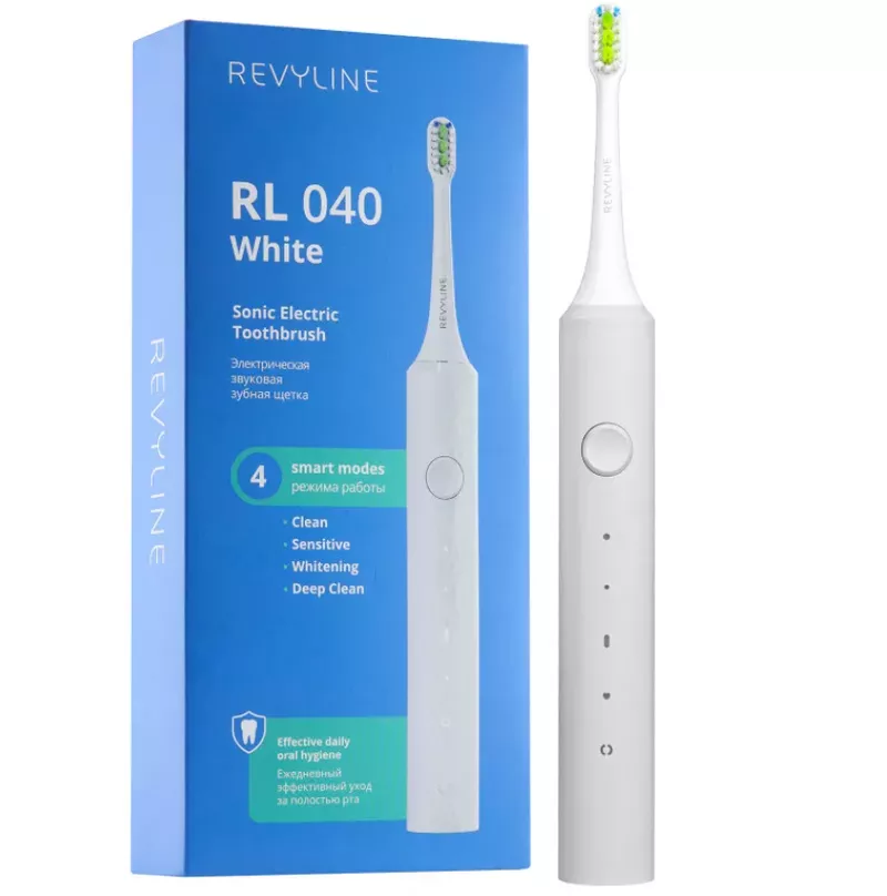 Белая зубная щетка Revyline RL 040 с мощной батареей
