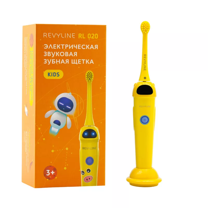 Звуковая зубная щетка для детей Revyline RL 020 в желтом корпусе